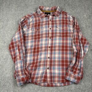 Brothers and Sons Flannel Shirt Mens Extra Large Red Blue Plaid Button Down